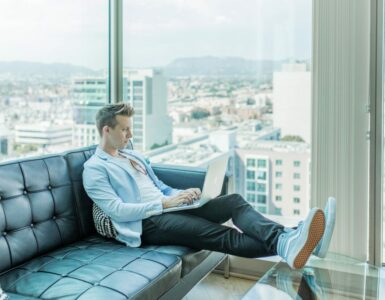 man working on laptop